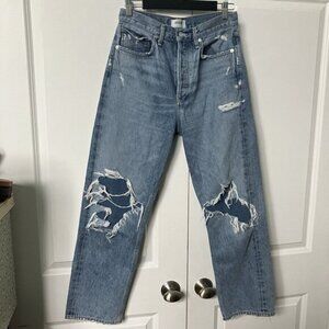 Jeans Womens 27 Distressed High Rise Straight Leg